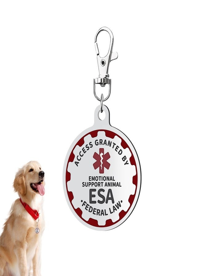 PEHADU Emotional Support Dog Tag Emotional Support Dog Tag Metal Pet ID Tags ESA Tag Red Medical Alert Symbol Double Sided, Navy Lettering l Easily Switch Between Collars Harness and Vest. - Image 1