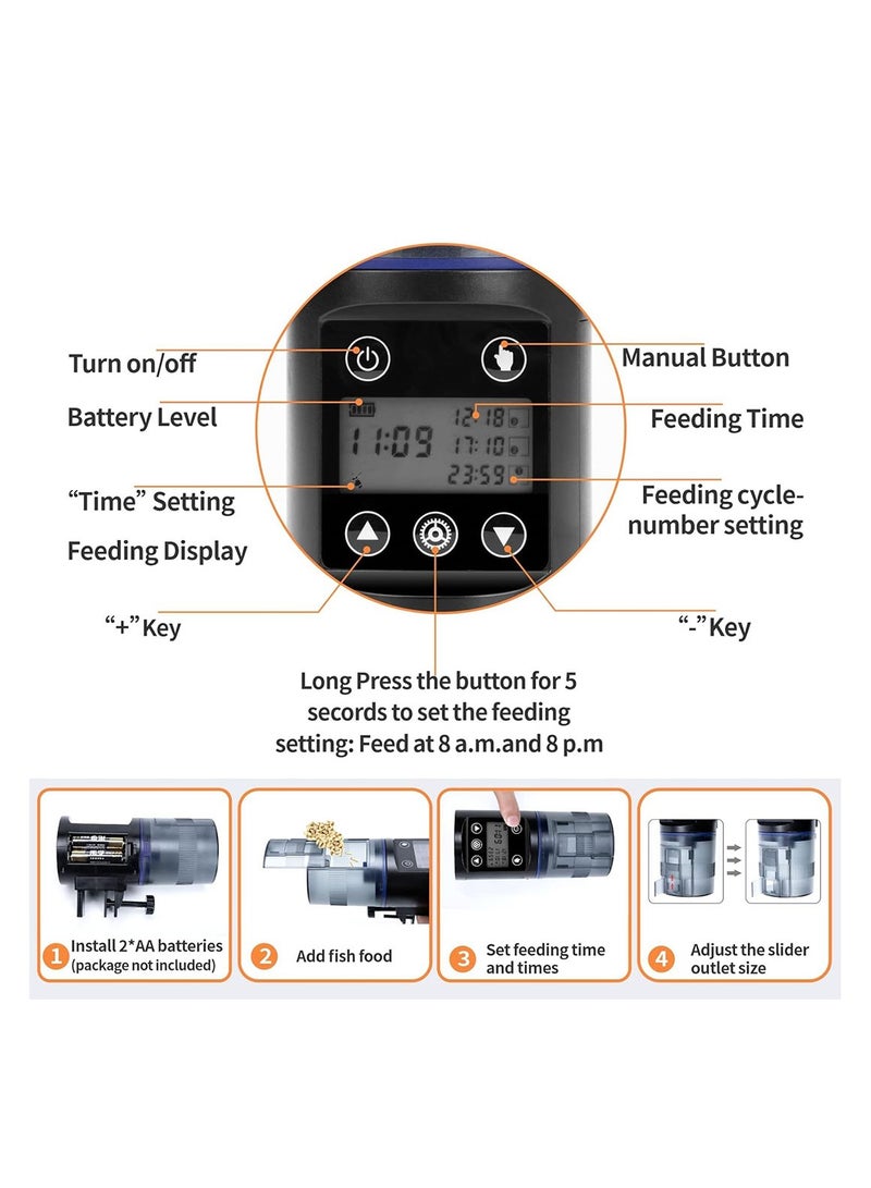 Generic Automatic Digital Fish Feeder for Aquariums – Battery Operated Timer Feeder with Screen, Adjustable Feeding Time & Food Quantity  - Image 3