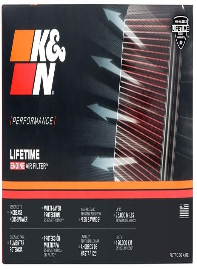 K&N Engine Air Filter: High Performance, Premium, Washable, Panel Replacement Filter: 1988-2015 (Navara, Pathfinder, Calibra, Vectra A, 900 II, 900, Cavalier MK3), 33-2080 - Image 5