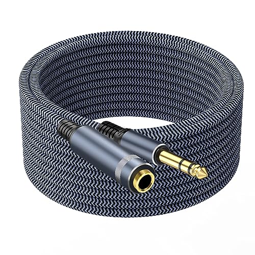 TAISUSAN 1/4 inch 10ft Stereo Headphone Guitar Cable, Male to Female, Quarter inch Headphone Extension - Image 1