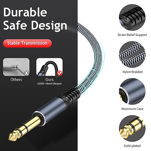 TAISUSAN 1/4 inch 10ft Stereo Headphone Guitar Cable, Male to Female, Quarter inch Headphone Extension - Image 3