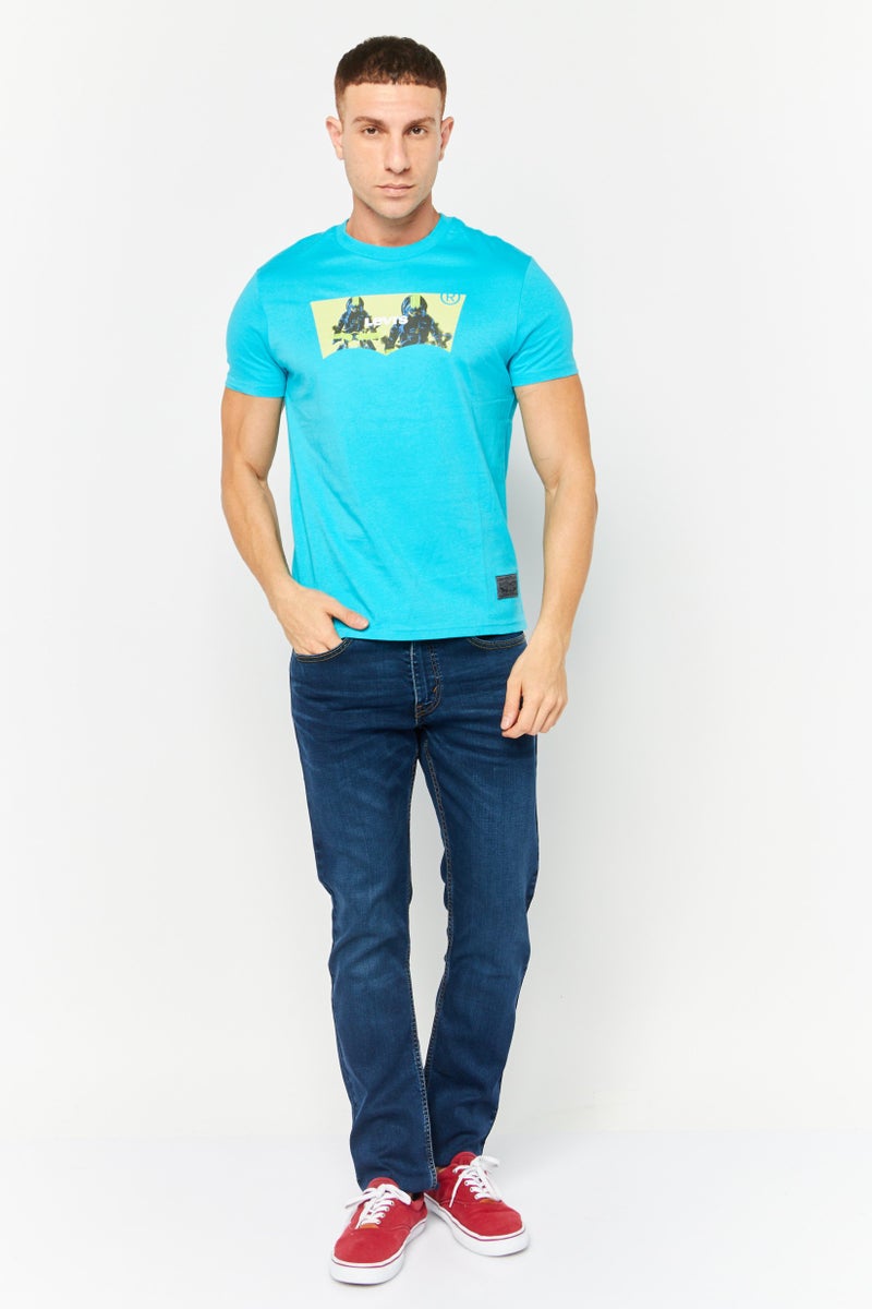 Levi's Men Crew Neck Short Sleeves Graphic Print T-Shirt, Turquoise - Image 2
