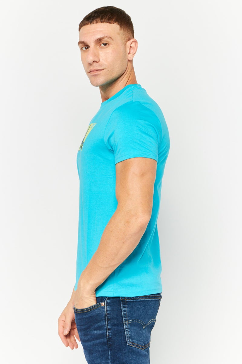 Levi's Men Crew Neck Short Sleeves Graphic Print T-Shirt, Turquoise - Image 3