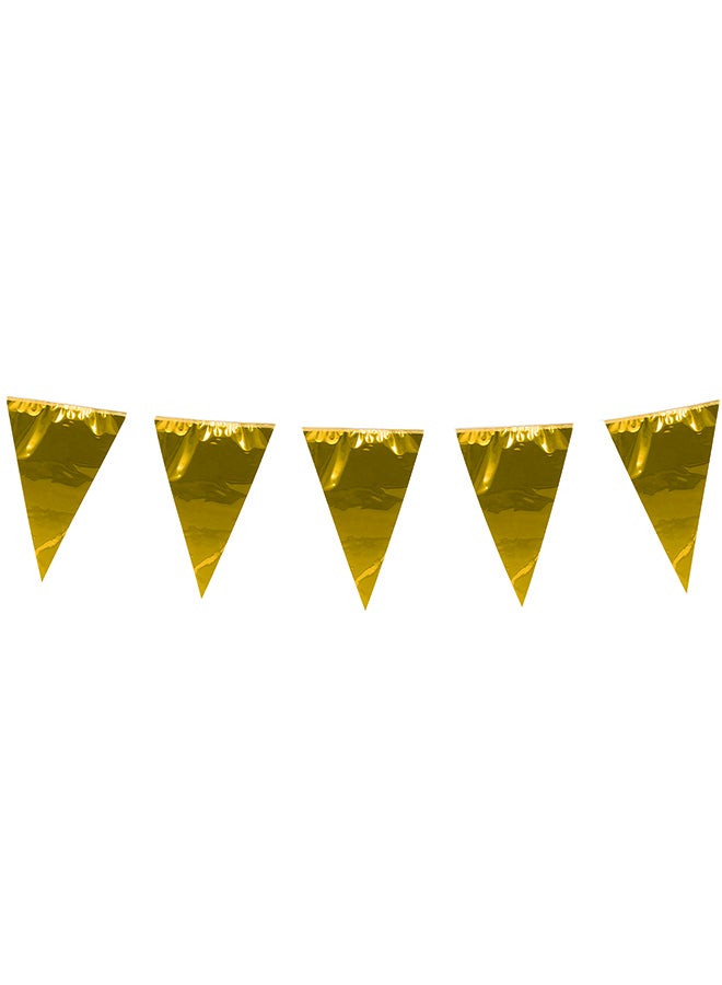 Ciao Gold Giant Flag Banner – 10 Meter Garland with 18 Metallic Gold Triangular Flags (45x30 cm) for Party & Event Decoration - Image 1