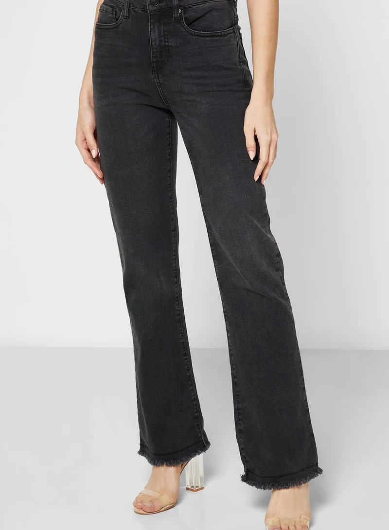 Ginger High Waist Split Hem Slim Fit Flared Jeans