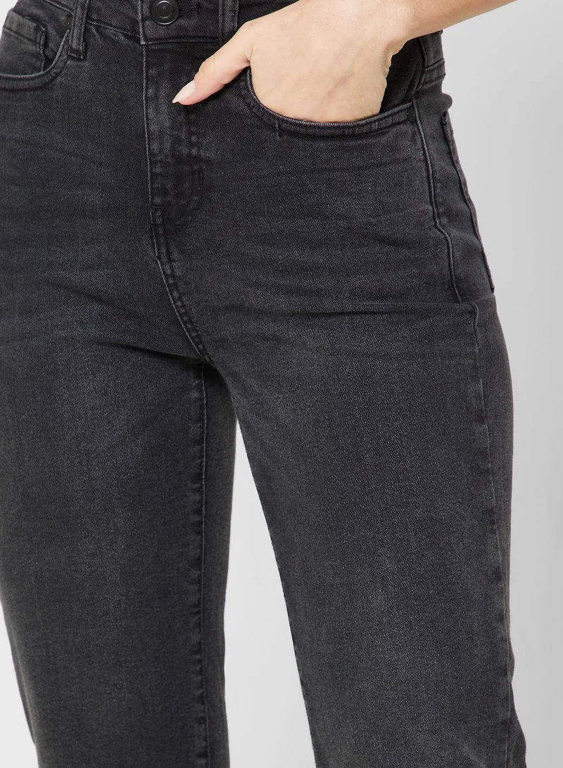 Ginger High Waist Split Hem Slim Fit Flared Jeans