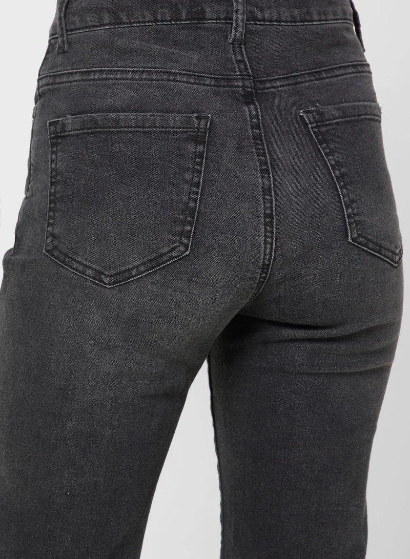 Ginger High Waist Split Hem Slim Fit Flared Jeans