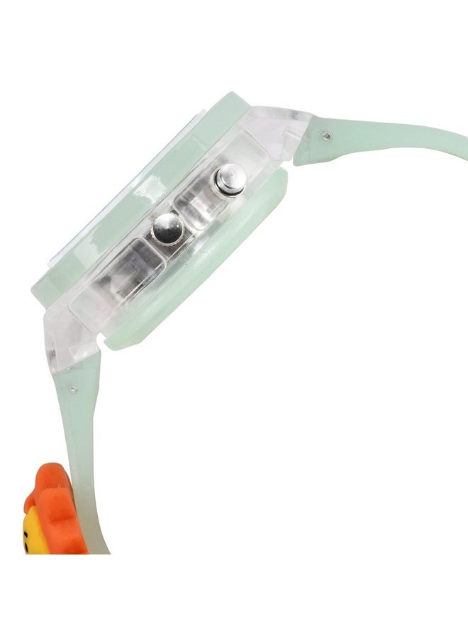شوكنشوب ساعة Shocknshop المصنوعة من النايلون المضيئة LED للأطفال والرضع والأطفال برسومات كرتونية لطيفة متعددة الألوان (مينا وحزام بلون أخضر أسد) -W327  - Image 3