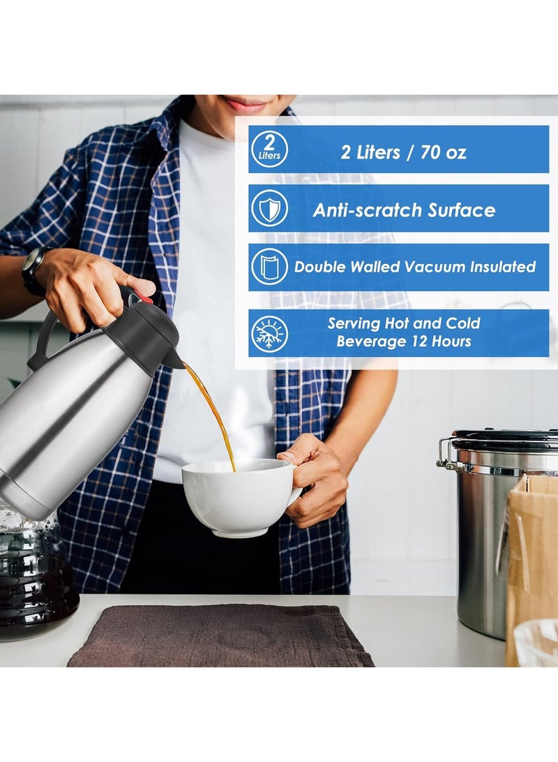 DubaiGallery ترموس، إبريق قهوة حراري من الفولاذ المقاوم للصدأ، مانع للتسرب، معزول بالفراغ، يحافظ على المشروبات ساخنة وباردة - Image 3