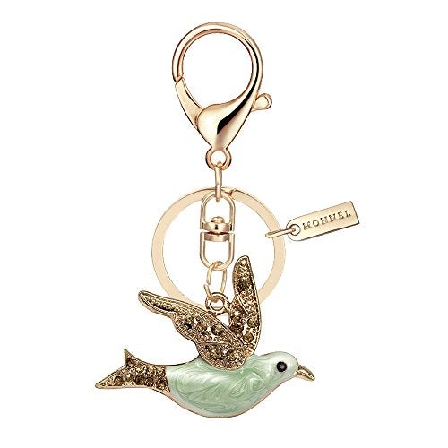 MONNEL Bling Crystal Green Bird Keychain with Pouch Bag MZ895-1 - Image 5
