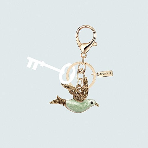 MONNEL Bling Crystal Green Bird Keychain with Pouch Bag MZ895-1 - Image 3