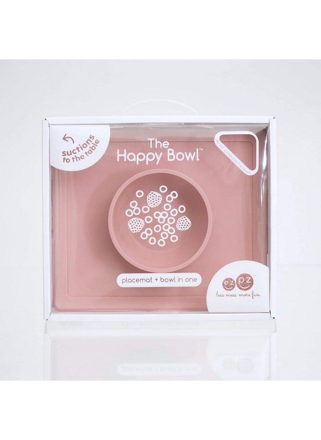 ezpz ezpz Happy Bowl - 100% Food Grade Silicone Suction Bowl with Built-in Placemat for Toddlers + Preschoolers Promotes Baby Self-Feeding, Non-Slip, BPA Toxic Free, Microwave Safe - 24months+ (Blush)  - Image 4