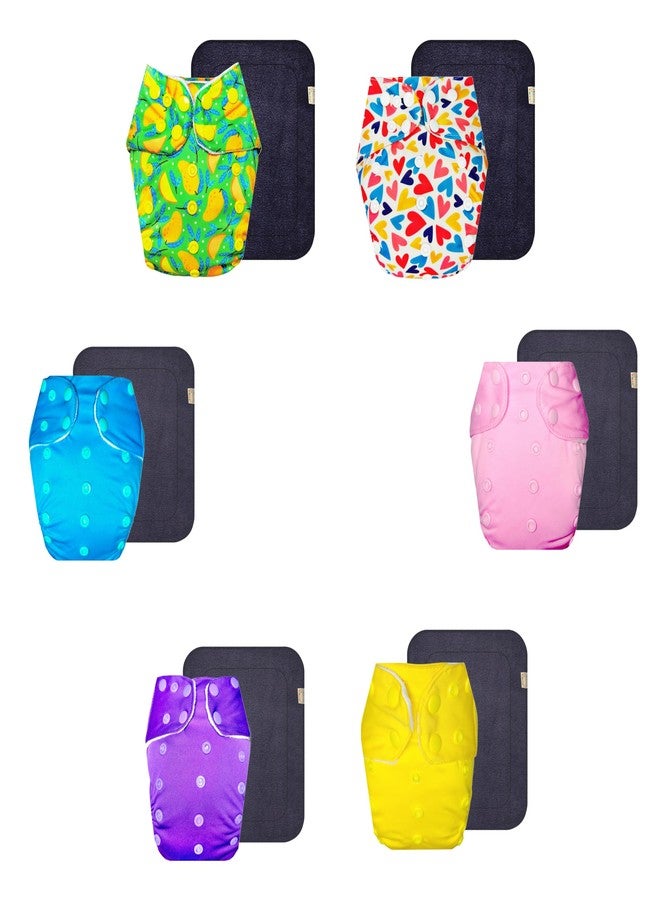 Dumbledo Premium Cloth Diaper with Gray Insert (Pack of 6) | Soft & Gentle | Breathable | Easy to Clean | Designed by Moms | 3 Months - 3 Years | Unisex Baby - Image 1