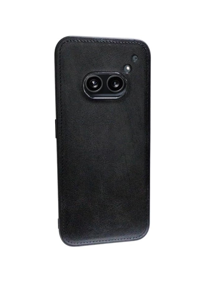 Generic Case Compatible with Nothing Phone 2A Case, Plain Leather Soft TPU Silicone Bumper Anti-Fingerprint Shockproof Protective Cover for Nothing Phone 2A (Black) 
