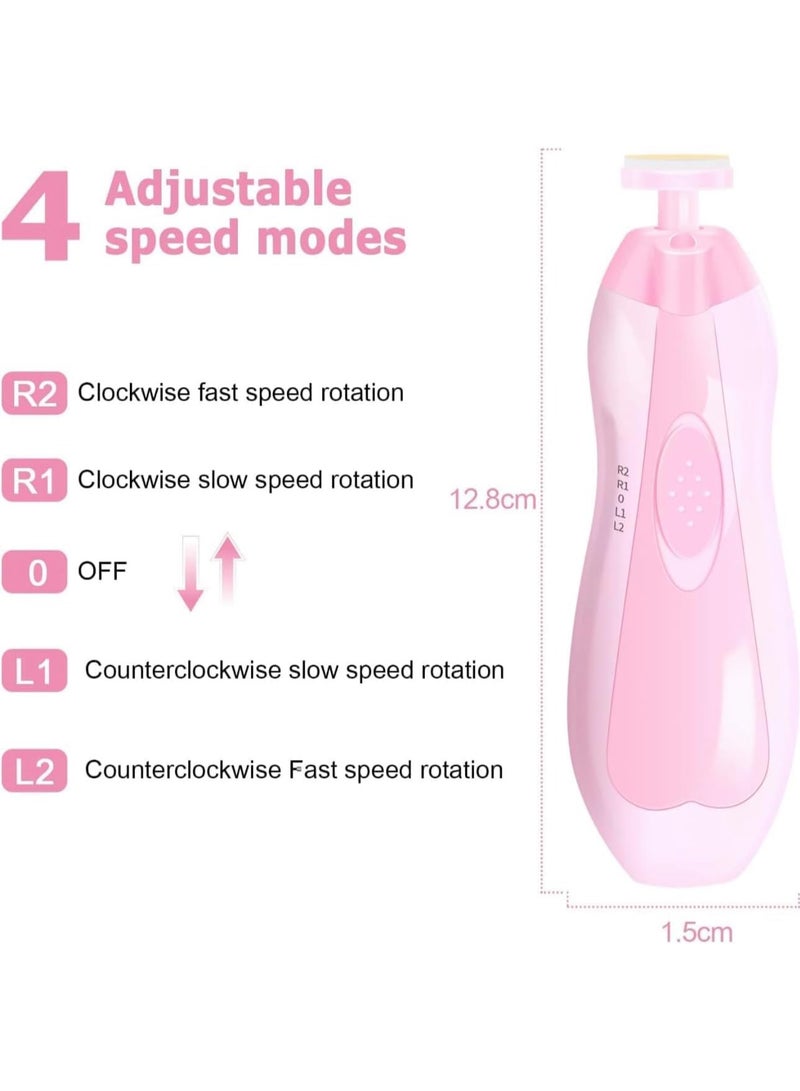 Baby Nail Clippers 20 In 1 By Baby Safe Electric Baby Nail Trimmer, Baby Nail File Kit, Additional Replacement Heads, Trim and Polish (Pink) - Image 2