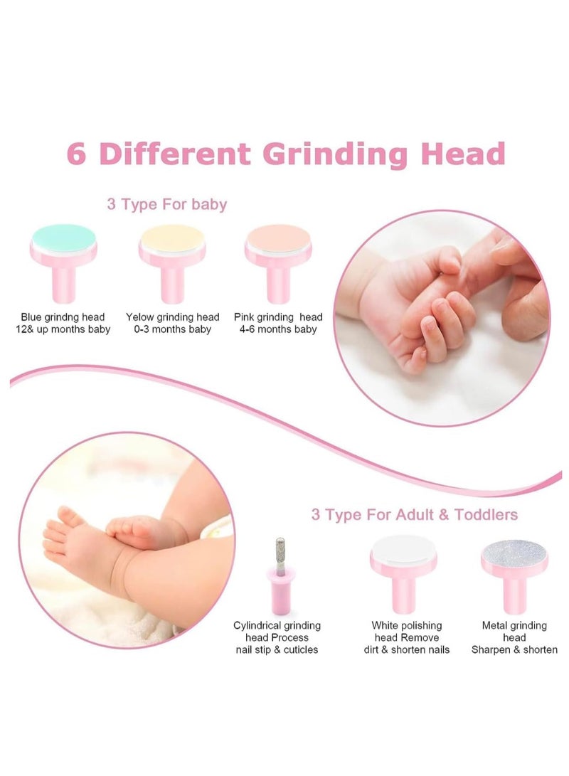 Baby Nail Clippers 20 In 1 By Baby Safe Electric Baby Nail Trimmer, Baby Nail File Kit, Additional Replacement Heads, Trim and Polish (Pink) - Image 4