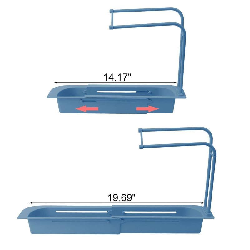 Pekos Plastic Long Sink Shelf Expandable Kitchen Drying Basket Rack Sink Sponge Shelf BrushSoap Drainer Rack Telescopic Sink Storage Rack 1 Psc_Multicolor - Image 2