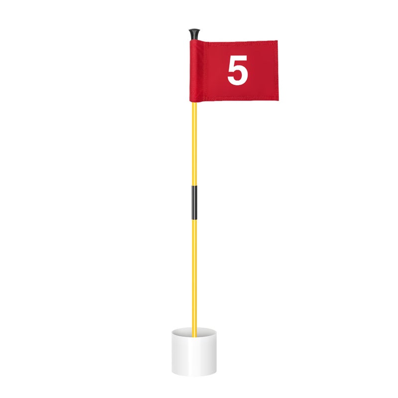 KINGTOP Miniature Golf Flagstick, Practice Putting Green Flags for Yard, Golf Pin Flag Hole Cup Set, Portable 2-Section Design, 3ft Flagpole, Red Flag Numbered #5, Indoor | Outdoor - Image 1