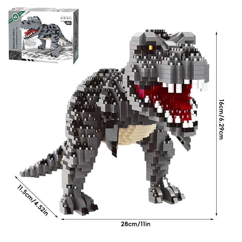 CSNRHG Dinosaur Tyrannosaurus Rex Model Decor Micro Mini Blocks Velociraptor Building Blocks Toy Birthday for Age 6+ Children Adults Teens 1530 Pieces - Image 2