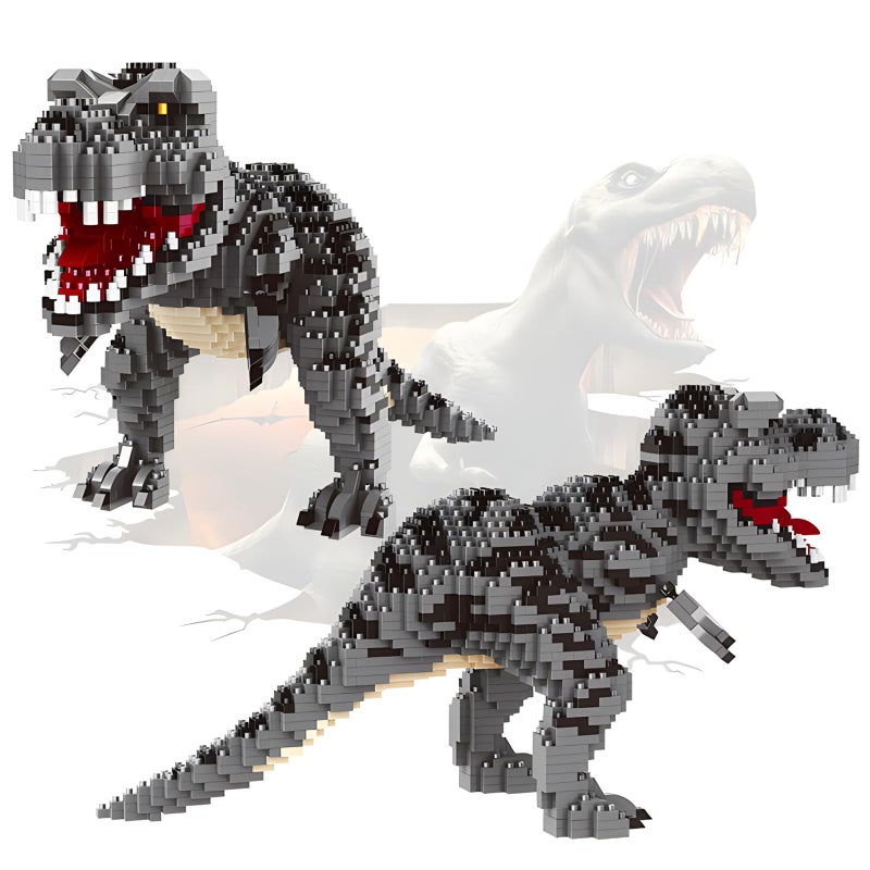 CSNRHG Dinosaur Tyrannosaurus Rex Model Decor Micro Mini Blocks Velociraptor Building Blocks Toy Birthday for Age 6+ Children Adults Teens 1530 Pieces - Image 4