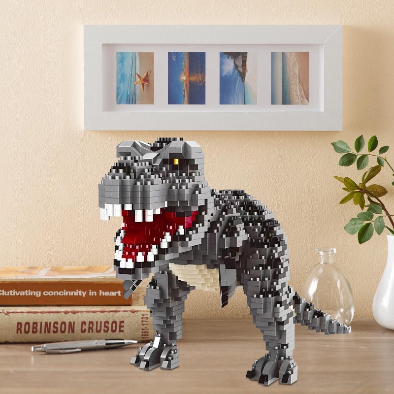 CSNRHG Dinosaur Tyrannosaurus Rex Model Decor Micro Mini Blocks Velociraptor Building Blocks Toy Birthday for Age 6+ Children Adults Teens 1530 Pieces - Image 5