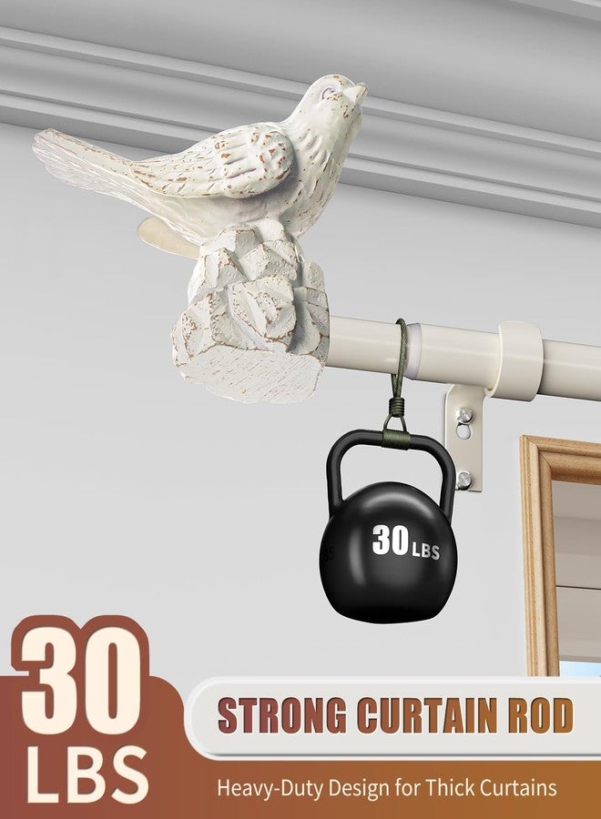 KVEEO White Curtain Rod 36 to 72 Inches Curtain Rods for Windows Adjustable Drapery Rod with Bird Finials Heavy Duty Curtain Rod White for Kitchen Window Living Room - Image 5