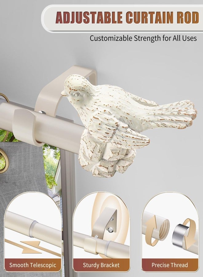 KVEEO White Curtain Rod 36 to 72 Inches Curtain Rods for Windows Adjustable Drapery Rod with Bird Finials Heavy Duty Curtain Rod White for Kitchen Window Living Room - Image 2