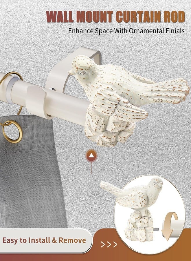 KVEEO White Curtain Rod 36 to 72 Inches Curtain Rods for Windows Adjustable Drapery Rod with Bird Finials Heavy Duty Curtain Rod White for Kitchen Window Living Room - Image 3
