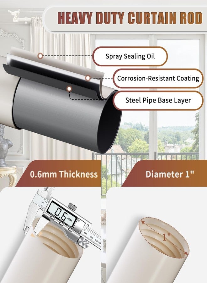 KVEEO White Curtain Rod 36 to 72 Inches Curtain Rods for Windows Adjustable Drapery Rod with Bird Finials Heavy Duty Curtain Rod White for Kitchen Window Living Room - Image 4