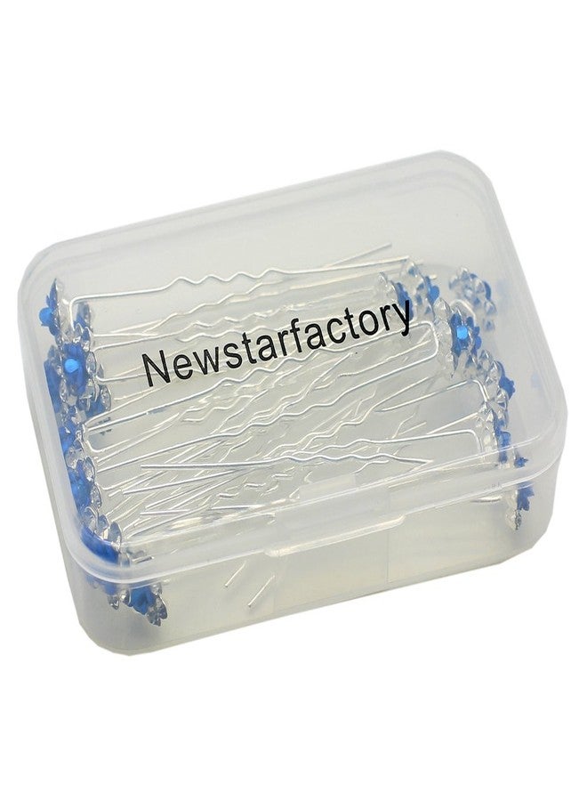 Newstarfactory Rose U-sharped Design Collection Metal Hair Pins Pack of 20 (Blue) - Image 3