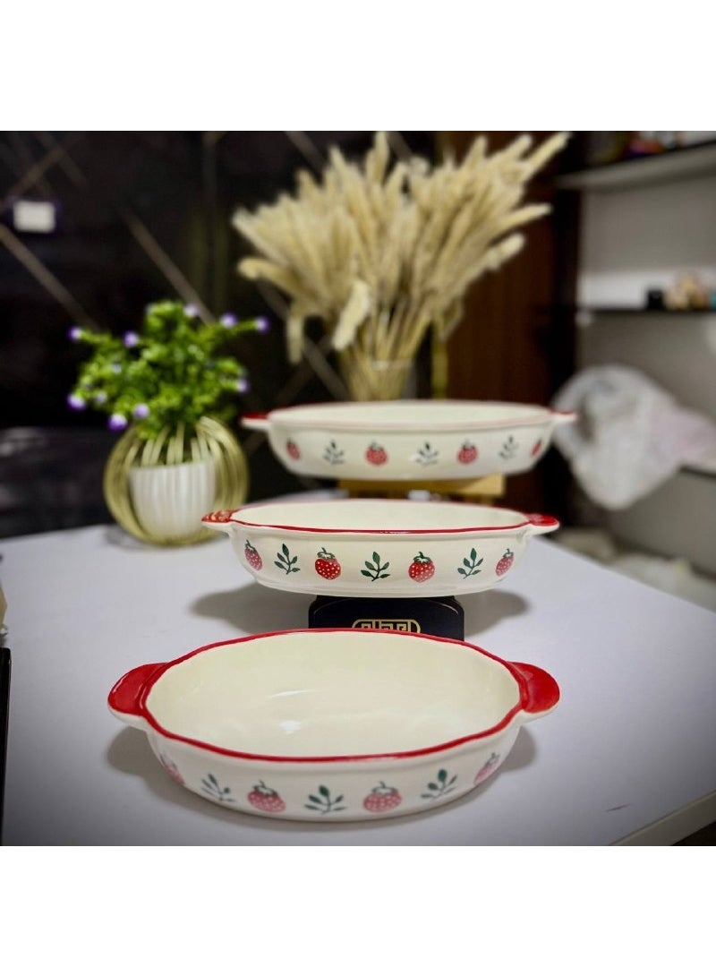 3-Piece Oval Porcelain Casserole Set - Image 1
