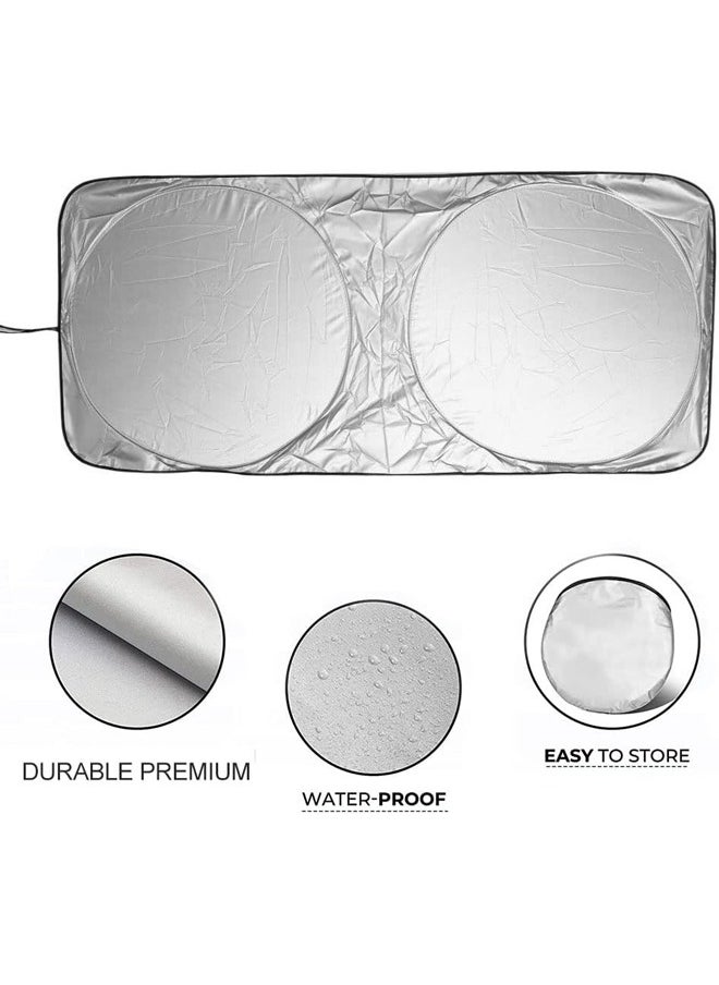 Reflective Car Windshield Sunshade - Ultimate Protection with Overlapping Design, Perfect Fit for Small Sedans & Hatchbacks