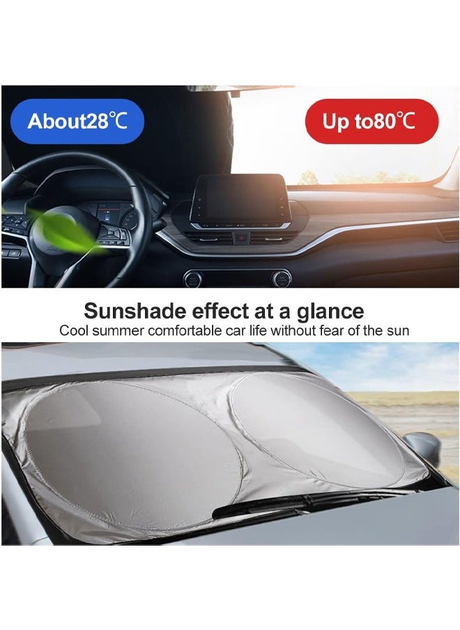 Reflective Car Windshield Sunshade - Ultimate Protection with Overlapping Design, Perfect Fit for Small Sedans & Hatchbacks