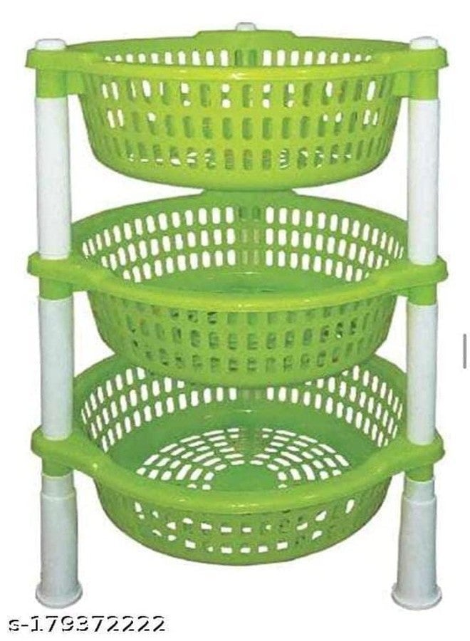 REGOLITH ENTERPRISES World Multipurpose Use Basket Rack Stand for Fruit and Vegetables (Round, 3 Tyre) - Image 3