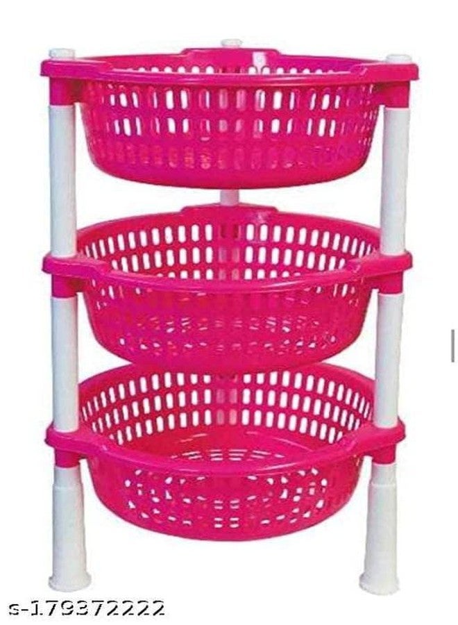 REGOLITH ENTERPRISES World Multipurpose Use Basket Rack Stand for Fruit and Vegetables (Round, 3 Tyre) - Image 4