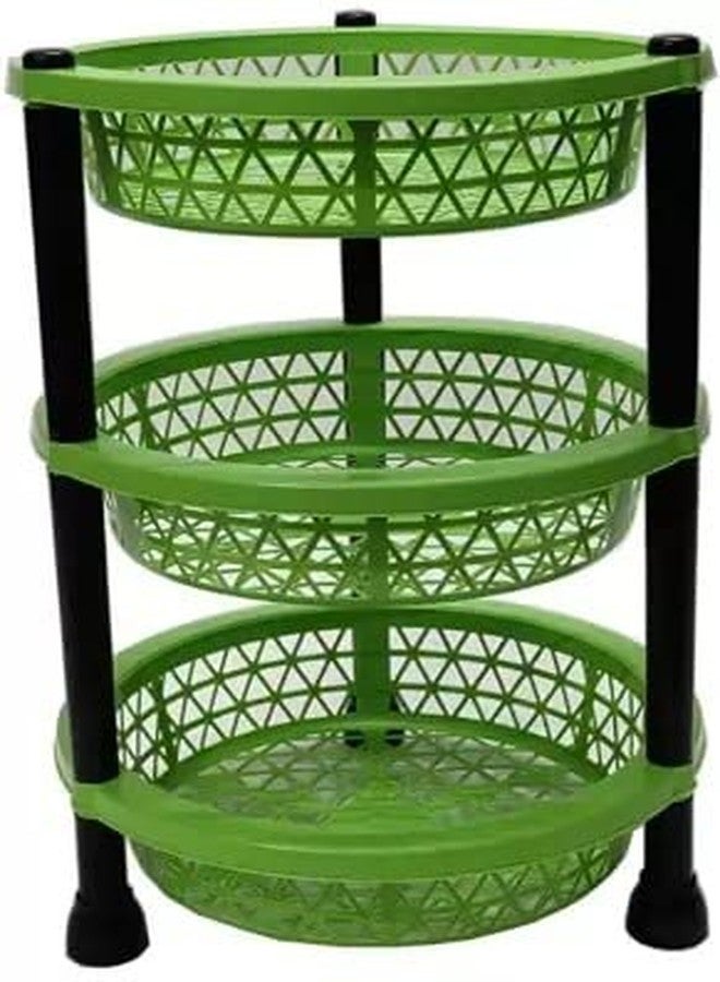 REGOLITH ENTERPRISES World Multipurpose Use Basket Rack Stand for Fruit and Vegetables (Round, 3 Tyre) - Image 1