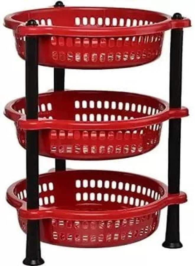 REGOLITH ENTERPRISES World Multipurpose Use Basket Rack Stand for Fruit and Vegetables (Round, 3 Tyre) - Image 2