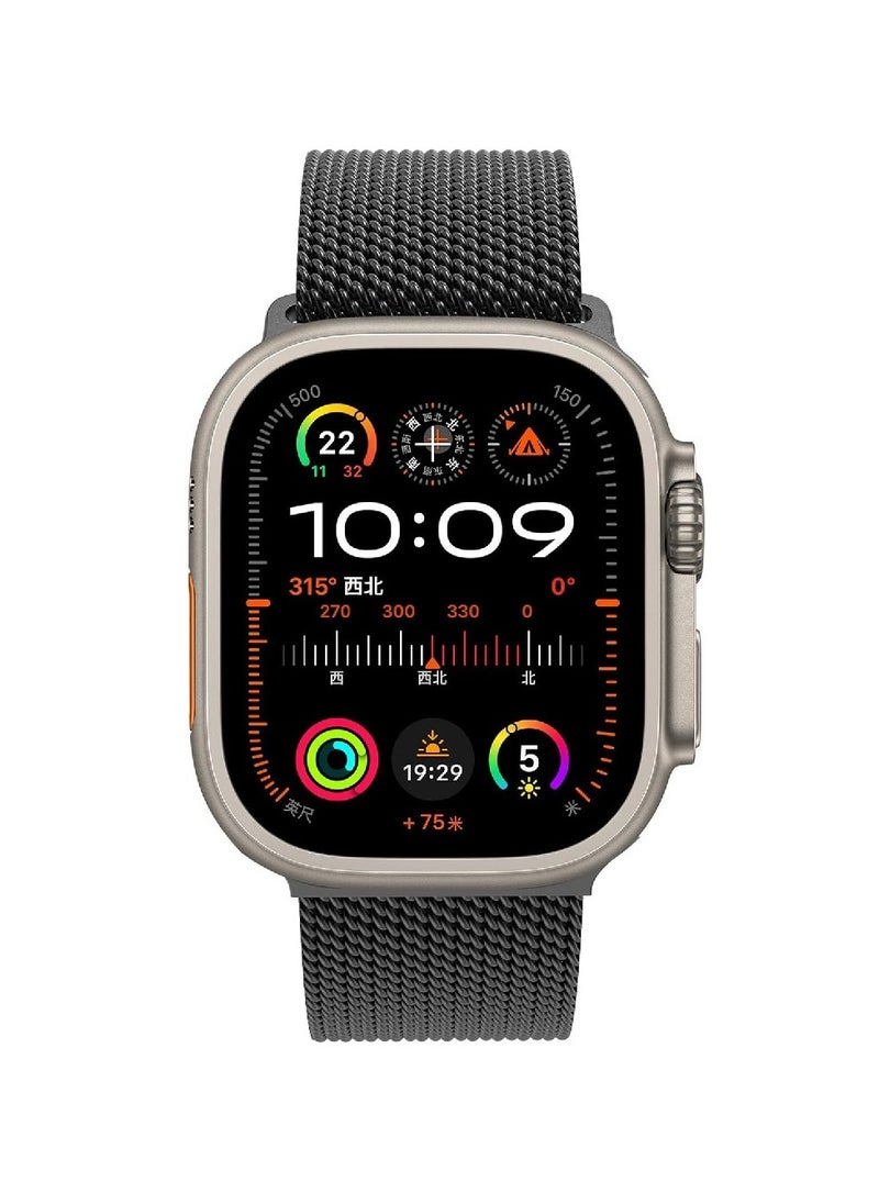 GENNEXT - Stylish Stainless Steel Milanese Band with Double Button Clasp for Apple Watch Ultra 2 | Fits 49mm, 45mm, 44mm, 42mm Black - Image 1