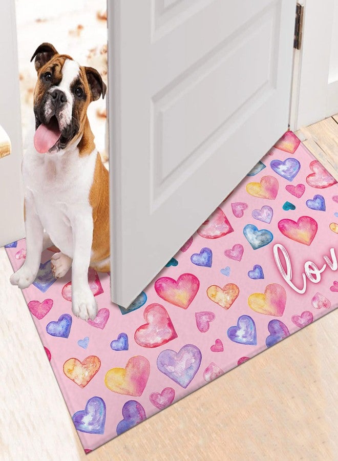 kukli kitchen Pink Love Heart Decorative Valentine's Day Doormat 30"x17", Low Profile Non Slip Durable Floor Mat for Home Entrance, Outside Entry, Yard, Floor, Patio - Image 4