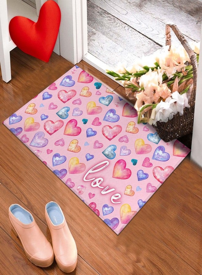 kukli kitchen Pink Love Heart Decorative Valentine's Day Doormat 30"x17", Low Profile Non Slip Durable Floor Mat for Home Entrance, Outside Entry, Yard, Floor, Patio - Image 3