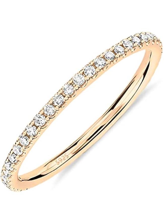 PAVOI - 14K Gold Plated Solid 925 Sterling Silver CZ Simulated Diamond Stackable Ring Eternity Bands for Women - Image 1