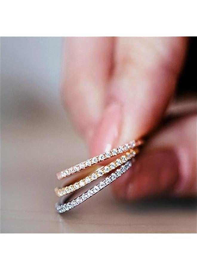 PAVOI - 14K Gold Plated Solid 925 Sterling Silver CZ Simulated Diamond Stackable Ring Eternity Bands for Women - Image 1