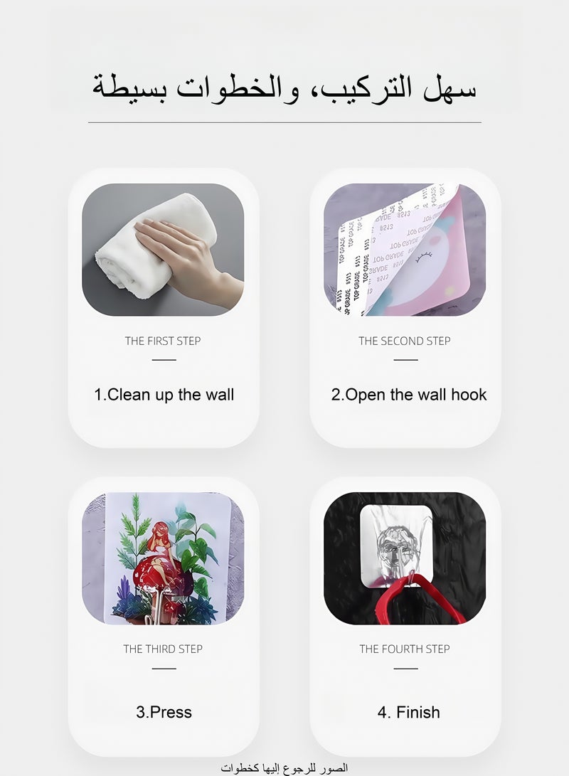 إس واي سيلكت ٢٠ قطعة من خطافات الحائط الشفافة القوية – مقاومة للماء والزيت، لاصقة ذاتياً، بدون حفر، قابلة لإعادة الاستخدام للمنازل والمطابخ - Image 4