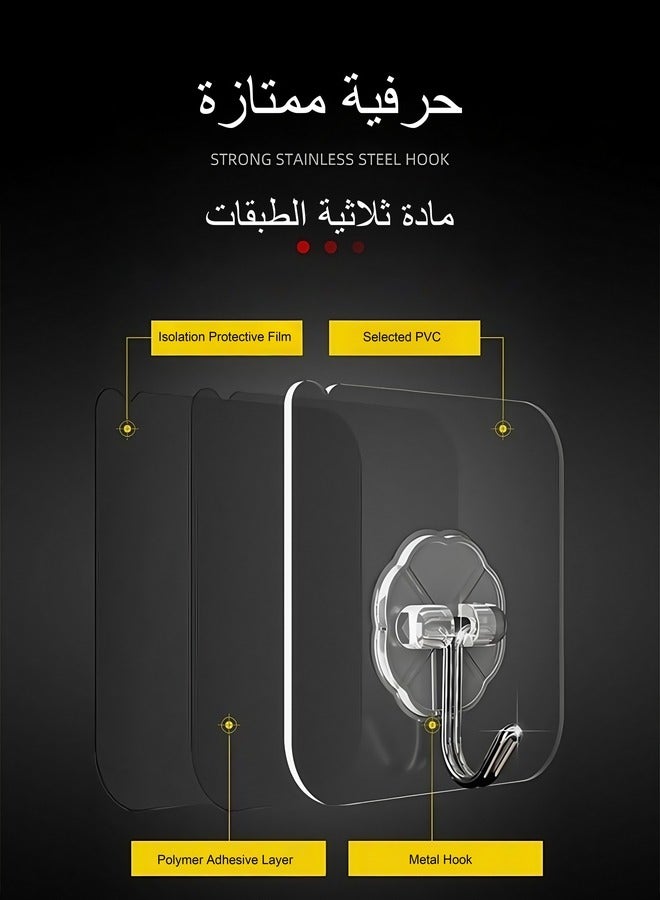 إس واي سيلكت ٢٠ قطعة من خطافات الحائط الشفافة القوية – مقاومة للماء والزيت، لاصقة ذاتياً، بدون حفر، قابلة لإعادة الاستخدام للمنازل والمطابخ - Image 5