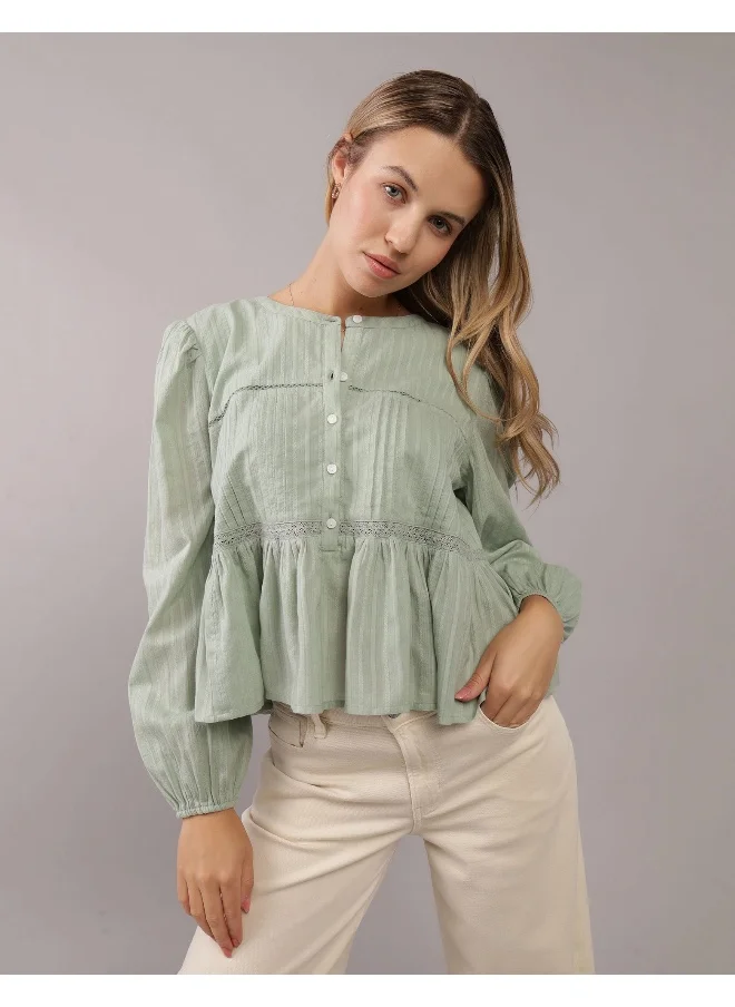 American Eagle AE Long-Sleeve Babydoll Blouse