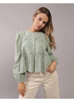 American Eagle AE Long-Sleeve Babydoll Blouse  - Image 1