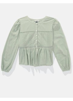 American Eagle AE Long-Sleeve Babydoll Blouse  - Image 3