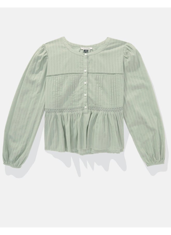 American Eagle AE Long-Sleeve Babydoll Blouse  - Image 3