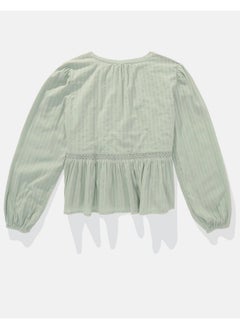 American Eagle AE Long-Sleeve Babydoll Blouse  - Image 4