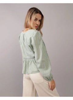 American Eagle AE Long-Sleeve Babydoll Blouse  - Image 2